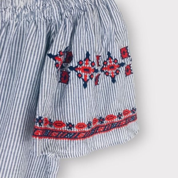 Ann Taylor LOFT Off Shoulder Embroidered Tassel Top XS Petite - Picture 4 of 9